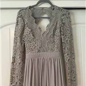 Grey long sleeve lace dress